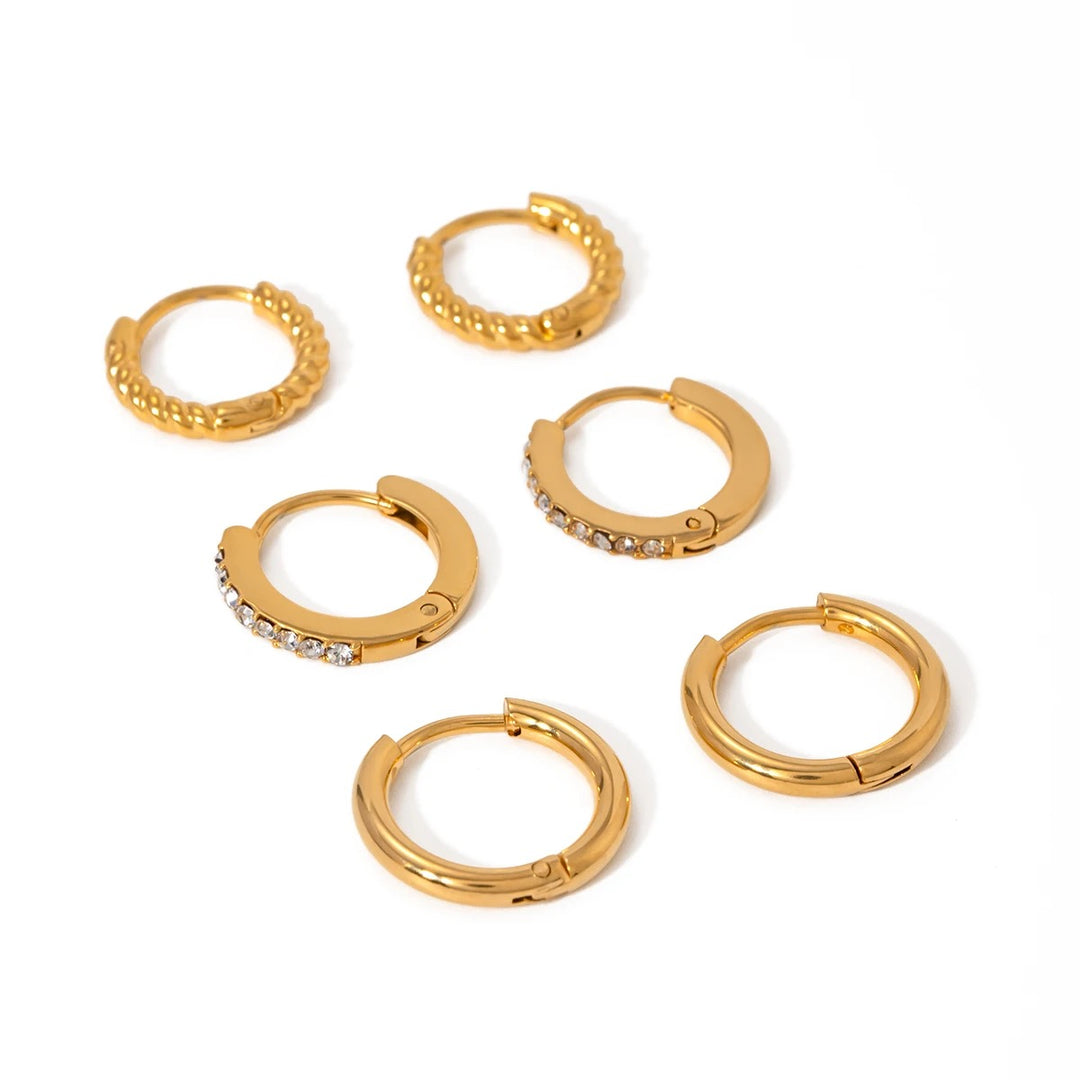 18Kt Gold Plated Monsoon set of three Classic and Textured Hoop Earrings, Marina (Pre-order)