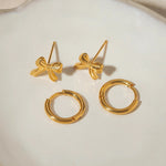 Load image into Gallery viewer, 18Kt Gold Plated Monsoon set of 2 Classic and Bow Earrings, Ivy
