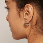 Load image into Gallery viewer, 18Kt Gold Plated Monsoon Classic half and half Hoops, Maya
