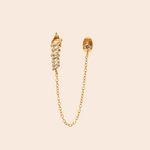 Load image into Gallery viewer, 18kt Gold Plated Demi Fine Multiple White Zircon Piercing Chain Earrings, Lyra (Single side)

