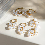 Load image into Gallery viewer, 18Kt Gold Plated Monsoon Pearl Bunch Drop Earrings, Ariel
