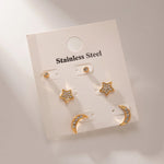 Load image into Gallery viewer, 18Kt Gold Plated Monsoon set of three Celestial Stud Earrings, Lily
