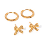 Load image into Gallery viewer, 18Kt Gold Plated Monsoon set of 2 Classic and Bow Earrings, Ivy
