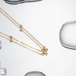 Load image into Gallery viewer, 18Kt Gold Plated dainty Monsoon Tripple Pendant Cubic Zirconia Necklace, Clove
