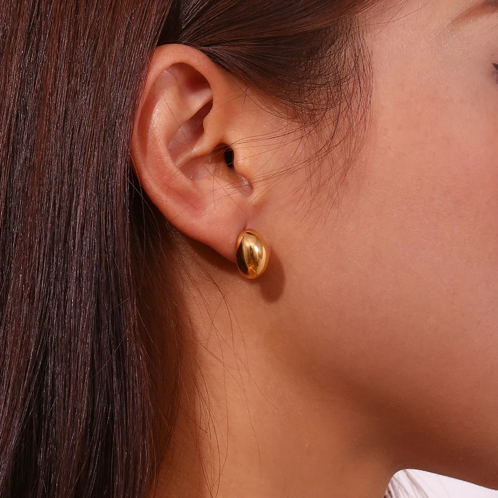 18Kt Gold Plated dainty Monsoon Pebble Stud Earrings, Sandy