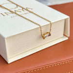 Load image into Gallery viewer, 18kt Gold Plated Minimalistic Rectangular Rhinestone Necklace, Gia
