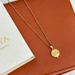 Load image into Gallery viewer, 18kt Gold Plated Engraved Tarot Stamp Necklace, Ziya
