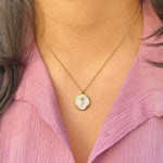 Load image into Gallery viewer, 18kt Gold Plated Mother of Pearl Dainty Rose Necklace, Ocean
