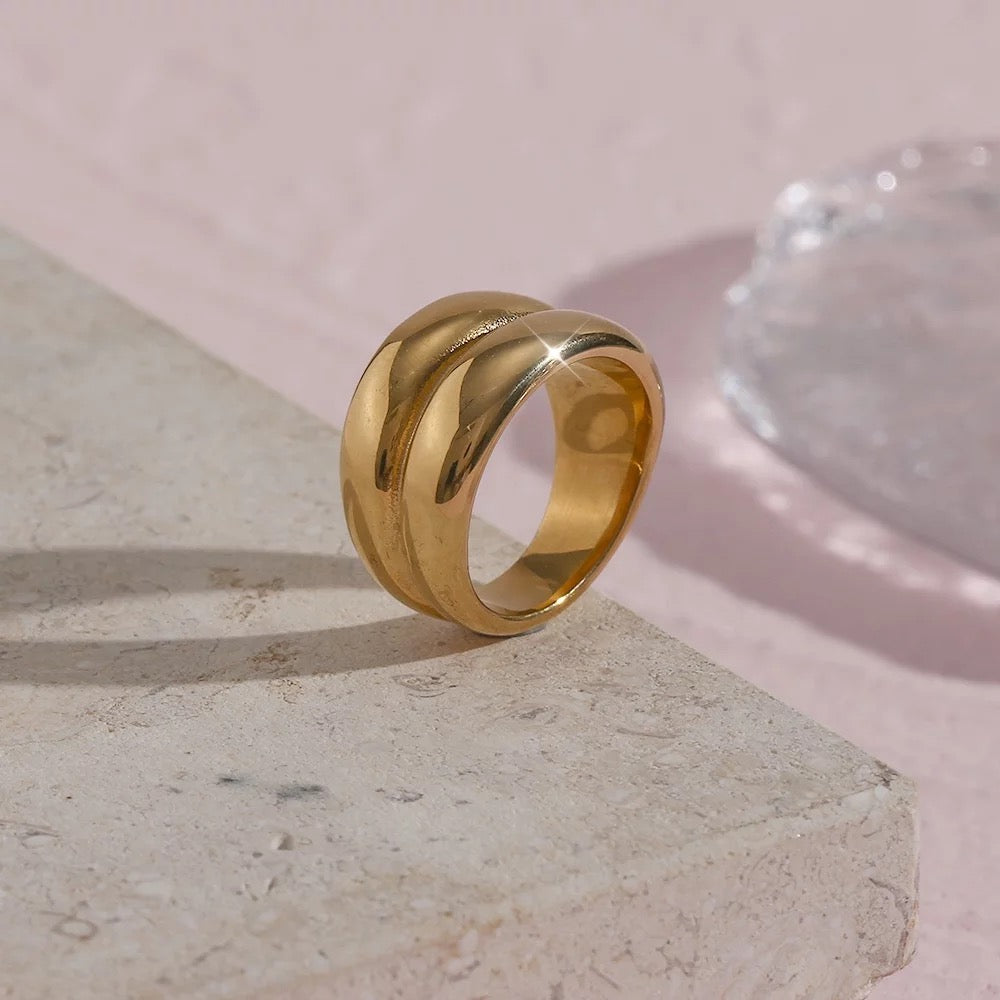 18KT Gold Plated Drum Ring, Amy - Inaya Accessories