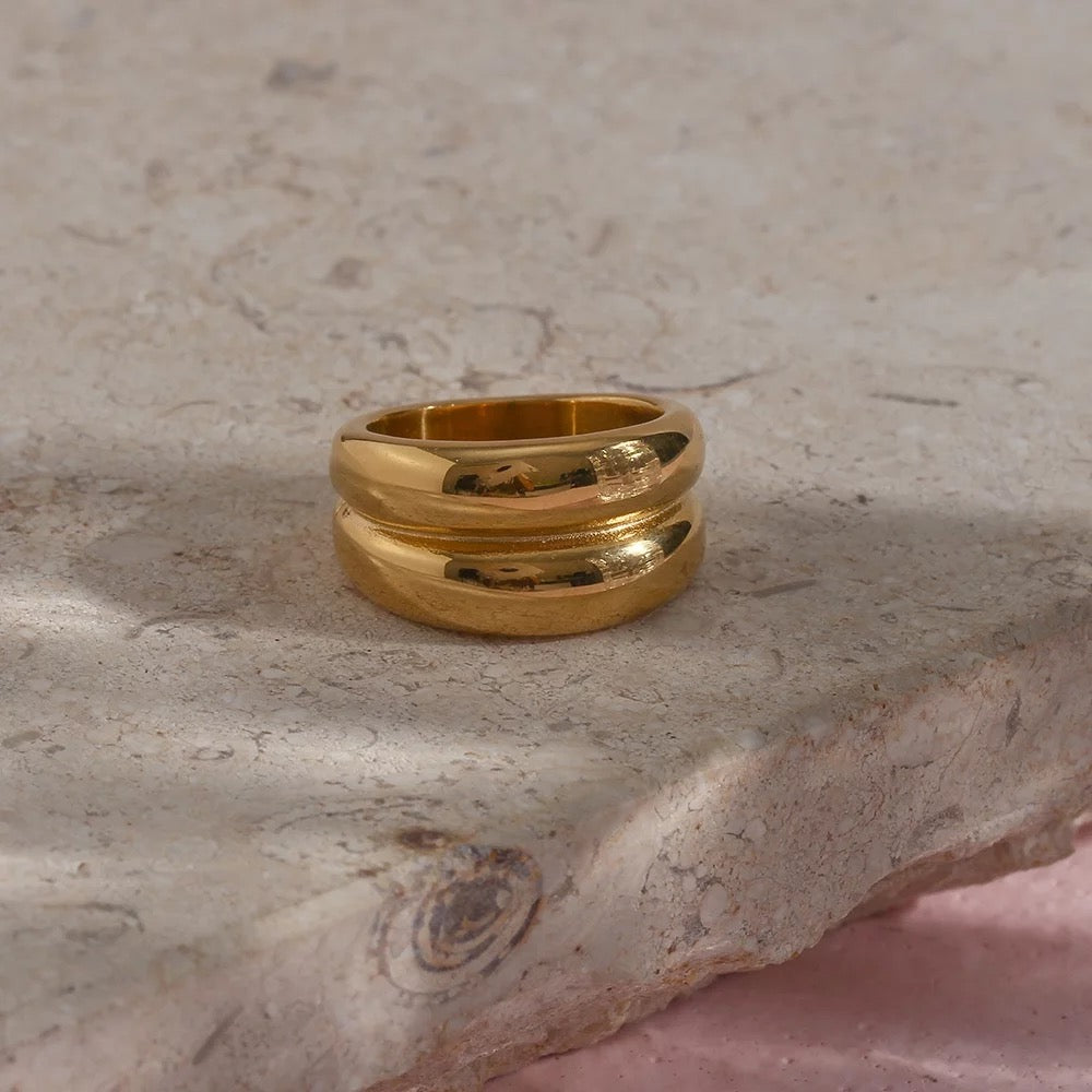 18KT Gold Plated Drum Ring, Amy