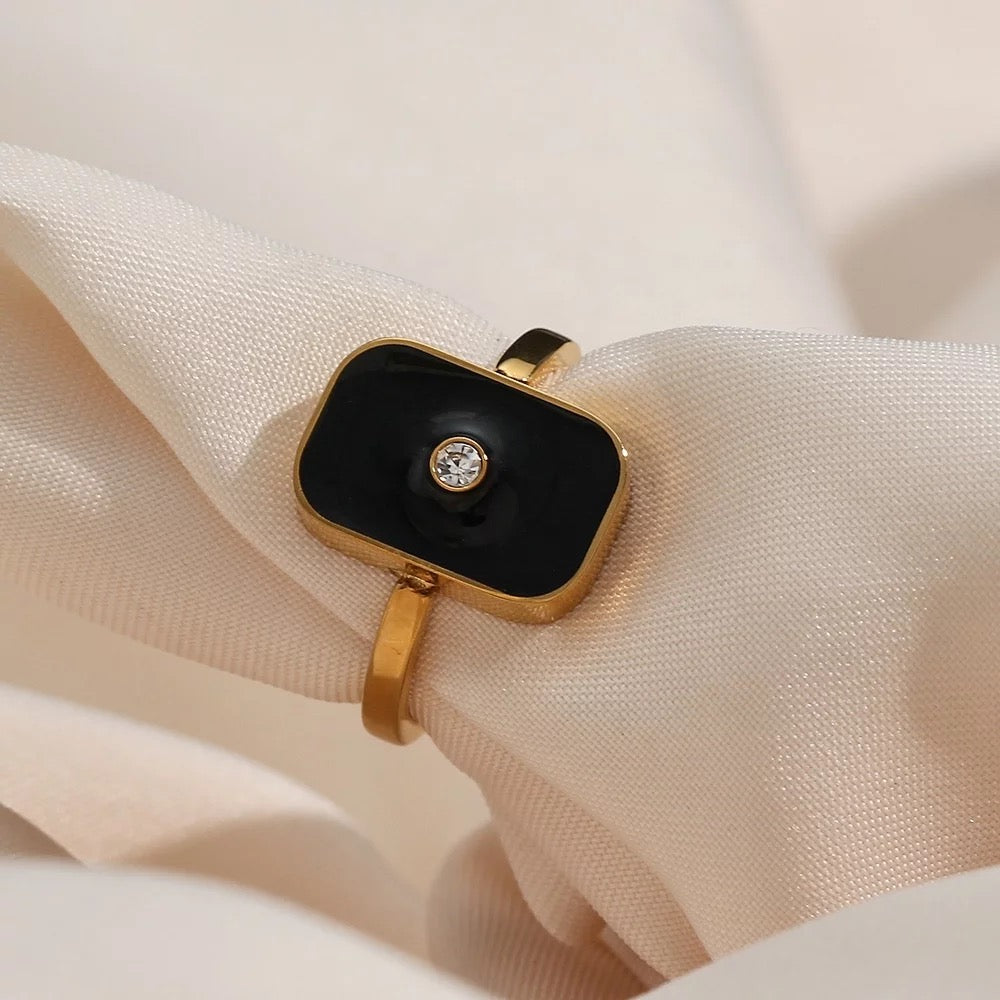 18KT Gold Plated Enamel Ring, Zara - Inaya Accessories