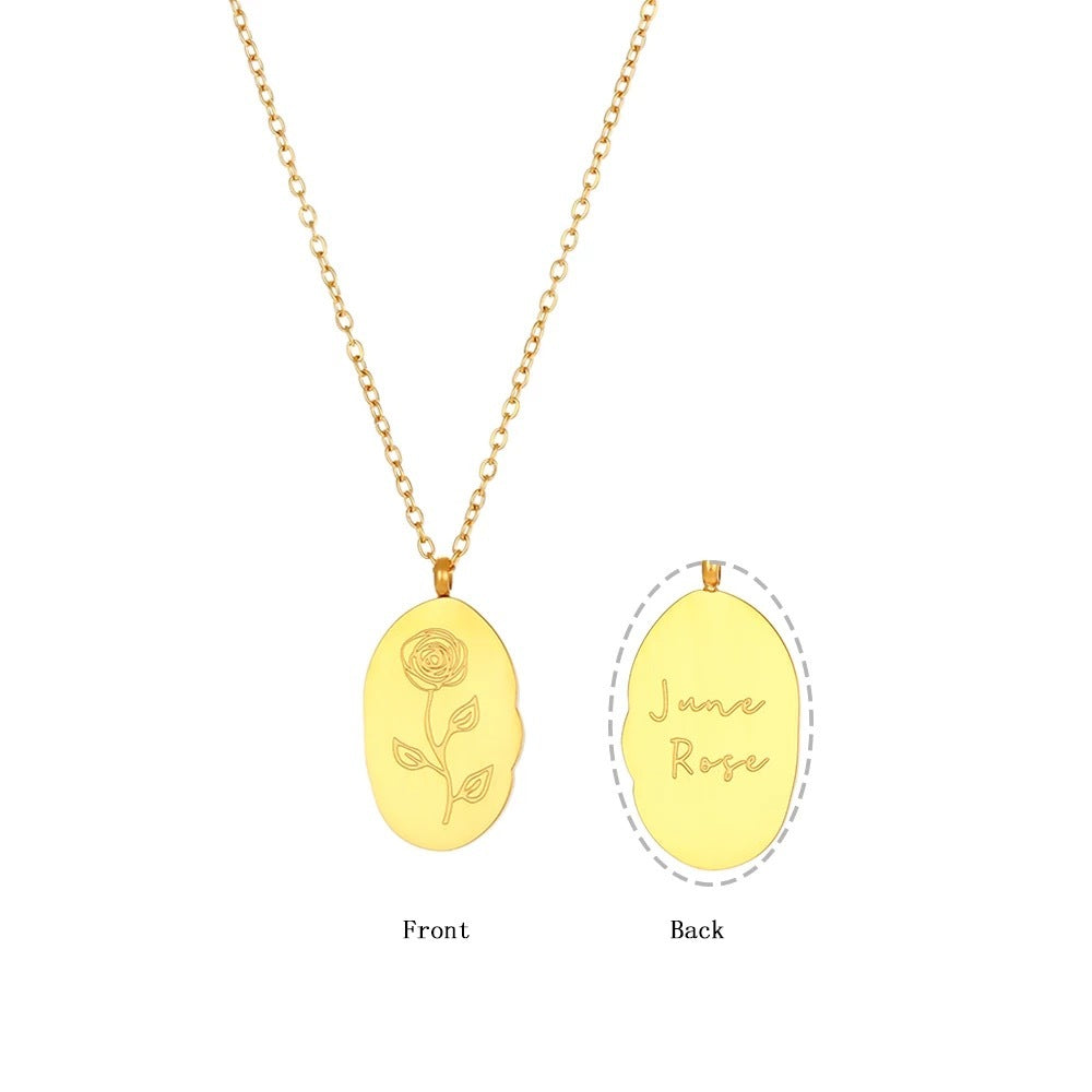18KT Gold Plated Birthday Month Flower Necklaces - Inaya Accessories