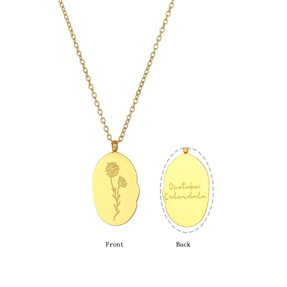 18KT Gold Plated Birthday Month Flower Necklaces - Inaya Accessories