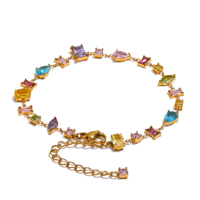 18kt Gold Plated Multishape Colorful Stone Bracelet, Elin