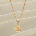 Load image into Gallery viewer, 18kt Gold Plated Engraved Tarot Stamp Necklace, Ziya
