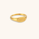 Load image into Gallery viewer, 18kt Gold Plated Angel Number 11:11 Engraved Ring, Saanvi
