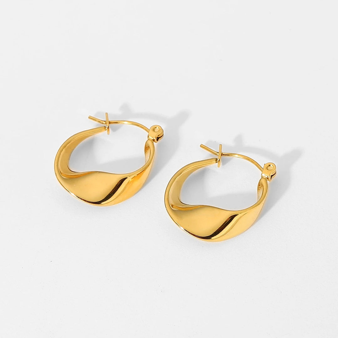 18kt Gold Plated Vintage Wave Hoop Earrings, Alia