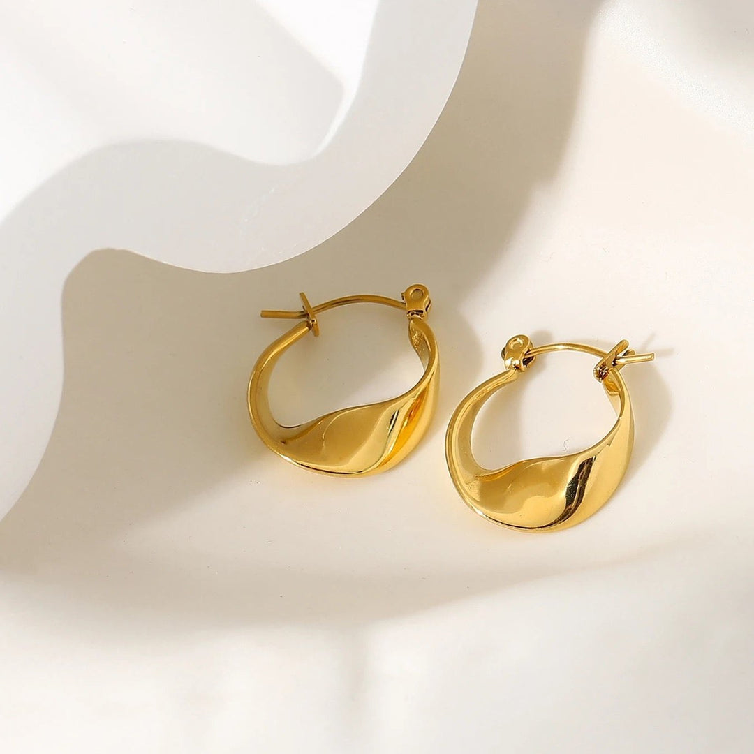 18kt Gold Plated Vintage Wave Hoop Earrings, Alia