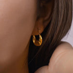 Load image into Gallery viewer, 18kt Gold Plated Vintage Wave Hoop Earrings, Alia
