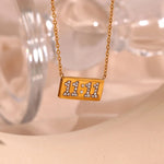 Load image into Gallery viewer, 18kt Gold Plated 11:11 Cubic Zirconia Studded Engraved Necklace, Anthea
