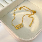 Load image into Gallery viewer, 18kt Gold Plated 11:11 Cubic Zirconia Studded Engraved Necklace, Anthea
