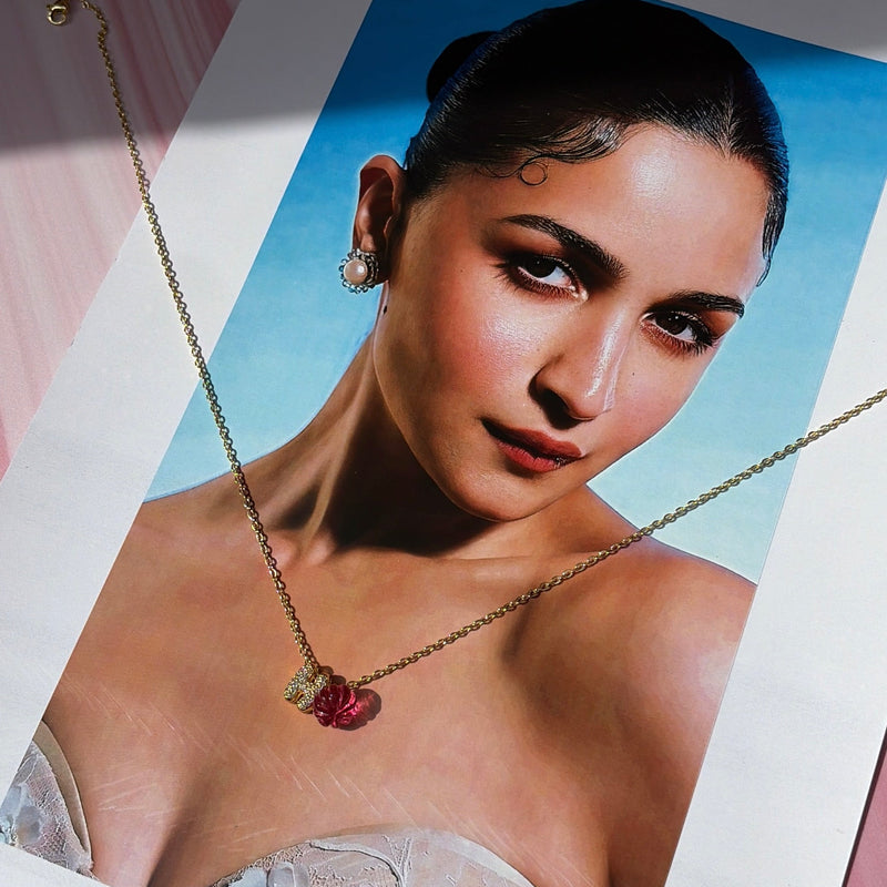 18KT Gold Plated Waterproof Diamond Bubble Initial & Natural Stone Charm Necklace