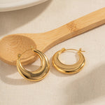 Load image into Gallery viewer, 18kt Gold Plated U Shaped Chunky Hoop Earrings, Ballerina - Inaya Accessories