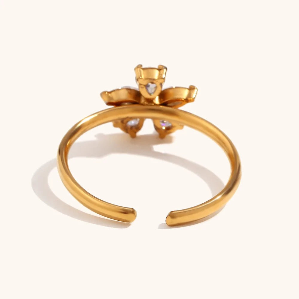 18kt Gold Plated Open Daisy Flower Ring, Kiara