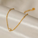 Load image into Gallery viewer, 18kt Gold Plated Round Cubic Zirconia Rolo Chain Anklet, Daphne
