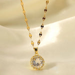 Load image into Gallery viewer, 18kt Gold Plated Twisted Chain Round Zircon Pendant Necklace, Enid
