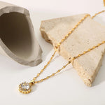 Load image into Gallery viewer, 18kt Gold Plated Twisted Chain Round Zircon Pendant Necklace, Enid
