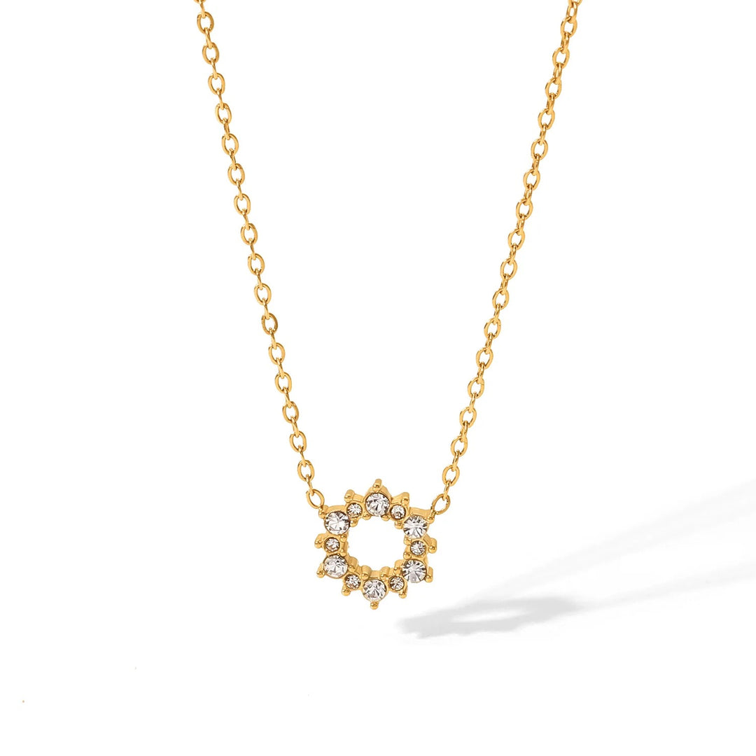 18kt Gold Plated Minimalistic Cubic Zirconia Sun Necklace, Diana (Pre-order)