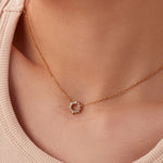 Load image into Gallery viewer, 18kt Gold Plated Minimalistic Cubic Zirconia Sun Necklace, Diana
