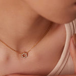 Load image into Gallery viewer, 18kt Gold Plated Minimalistic Cubic Zirconia Sun Necklace, Diana
