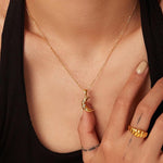 Load image into Gallery viewer, 18kt Gold Plated Zircon Studded Moon Charm Pendant Necklace, Luna
