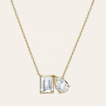 Load image into Gallery viewer, 18kt Gold Plated Statement Waterdrop and Rectangle Zircon Necklace, Maeve
