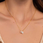 Load image into Gallery viewer, 18kt Gold Plated Statement Waterdrop and Rectangle Zircon Necklace, Maeve
