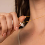 Load image into Gallery viewer, 18kt Gold Plated Statement Waterdrop and Rectangle Zircon Necklace, Maeve
