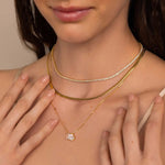 Load image into Gallery viewer, 18kt Gold Plated Statement Waterdrop and Rectangle Zircon Necklace, Maeve
