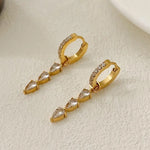 Load image into Gallery viewer, 18kt Gold Plated Cubic Zirconia Rain Drop Round Hoop Earrings, Pandora
