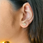 Load image into Gallery viewer, 18Kt Gold Plated Dainty Piercing Inlaid Flower Zircon Stud Earring, Dora - Inaya Accessories