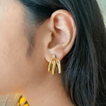 Load image into Gallery viewer, 18Kt Gold Plated Triple Hoop Zircon Earrings, Natalie - Inaya Accessories