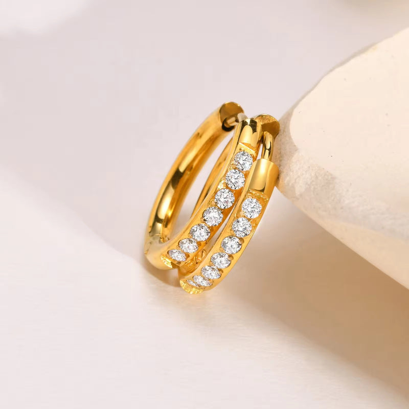 18 KT Gold Plated Dainty Piercing Huggies, Pari