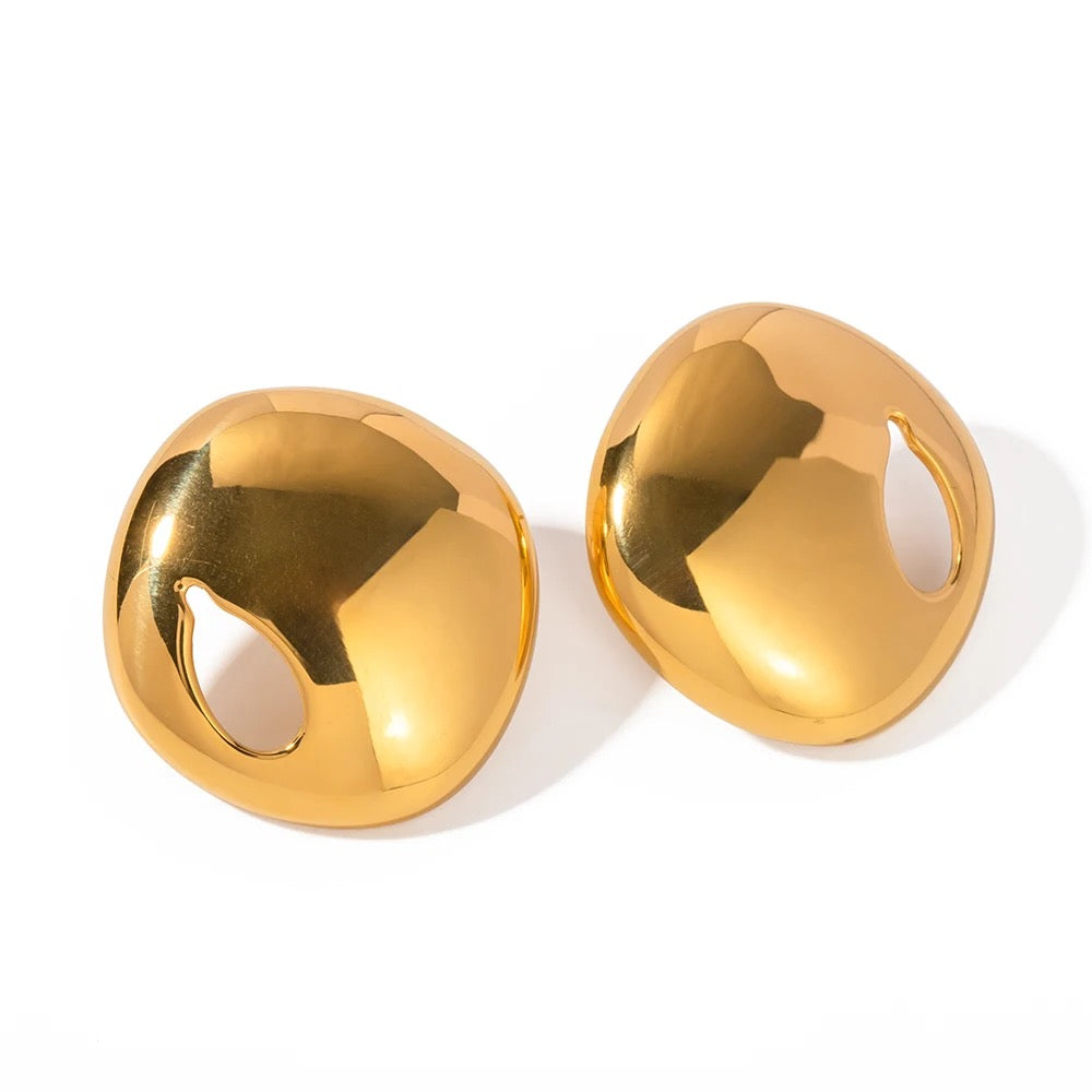 18kt Gold Plated Chunky Droplet Stud Earrings, Audra - Inaya Accessories
