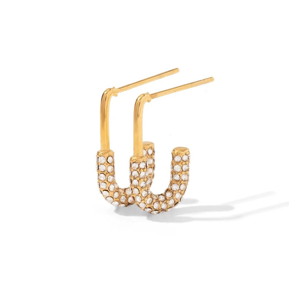 18Kt Gold Plated Safety Pin Earrings, Brianna - Inaya Accessories