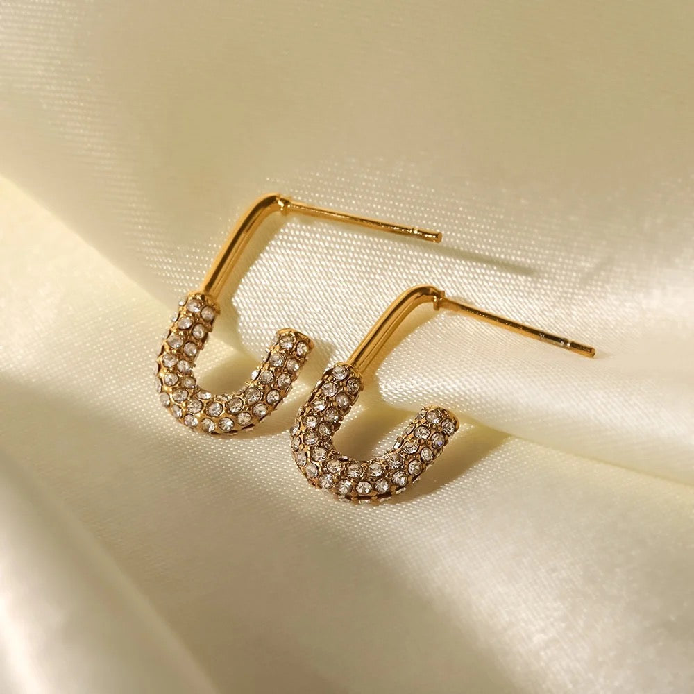 18Kt Gold Plated Safety Pin Earrings, Brianna - Inaya Accessories