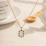 Load image into Gallery viewer, 18kt Gold Plated Rectangular Emerald Zircon Pendant Necklace, Jill - Inaya Accessories