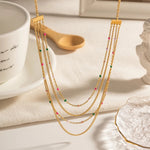 Load image into Gallery viewer, 18kt Gold Plated Multilayered Beaded Bar Necklace, Myra - Inaya Accessories
