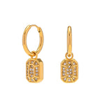 Load image into Gallery viewer, 18Kt Gold Plated Rectangle Inlaid Zircon Earrings, Blair - Inaya Accessories