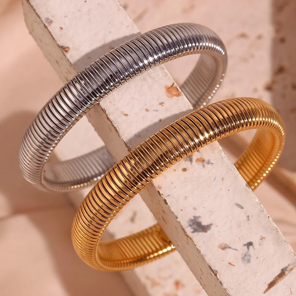 18kt Gold Plated Chunky Single Viper Bracelet, Varya - Inaya Accessories